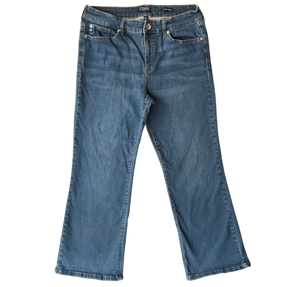 Chaps Midrise Crop Kick Women Waxed Denim Straight Leg Jeans Size 12, Blue